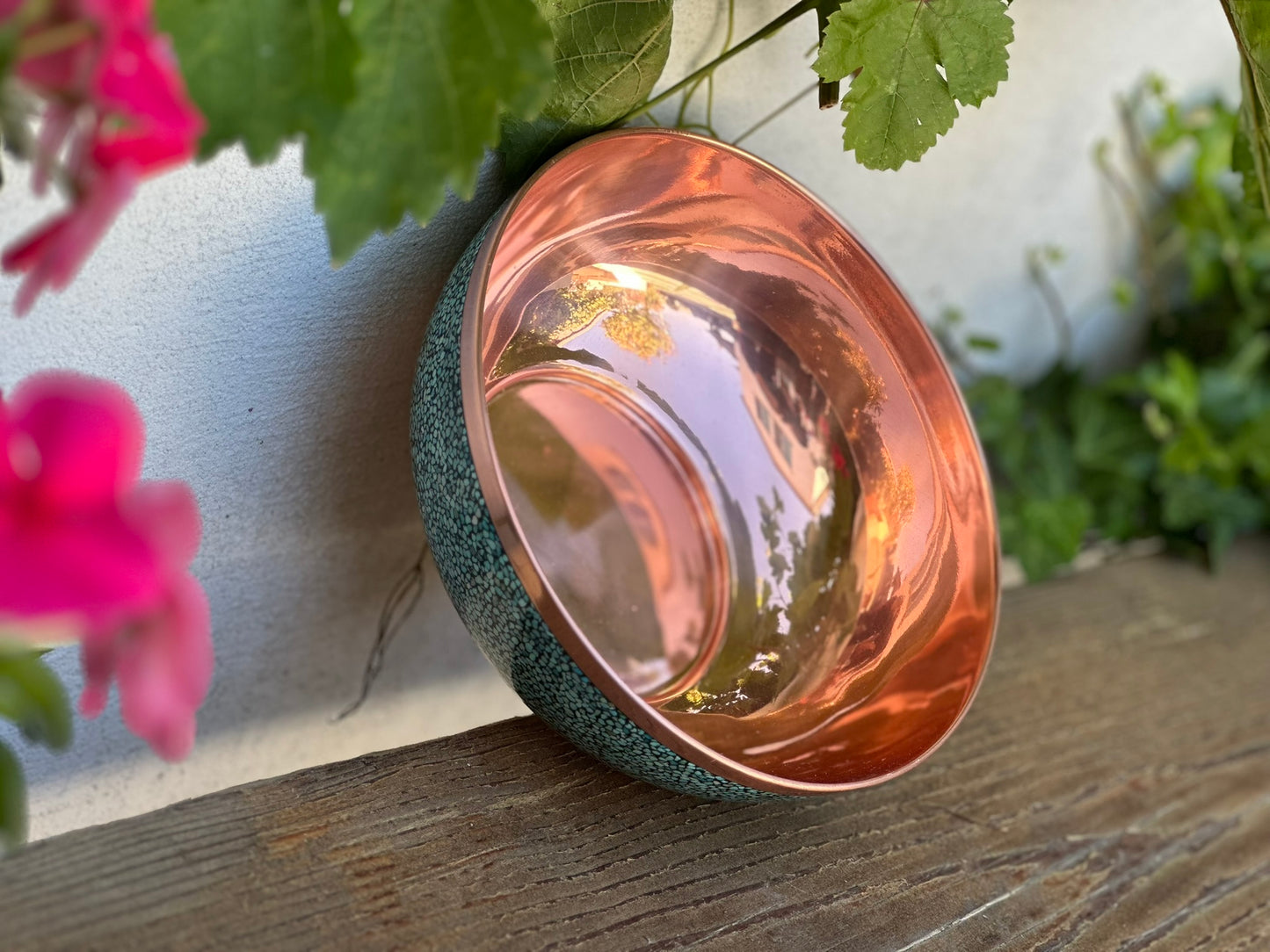 Handmade Persian Turquoise Inlaid Copper (Firoozeh Koobi) bowl. A unique decorative art piece, perfect for home décor, gifts, or collectibles.
