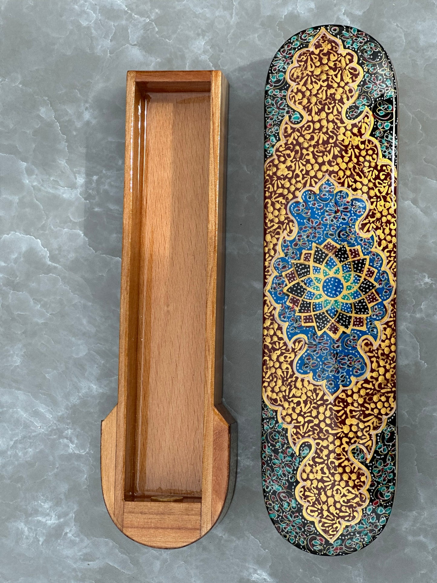 Handmade Persian Turquoise Inlaid Copper (Firoozeh Koobi) bowl gift box. A handmade decorative centerpiece, perfect for gifts or home décor.
