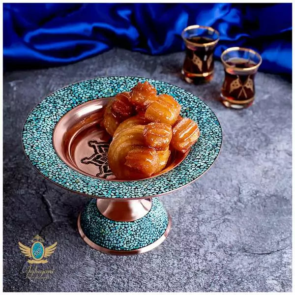 Turquoise Inlaying (FiroozehKoobi) Confectioner pedestal| شیرینیخوری فیروزه کوبی