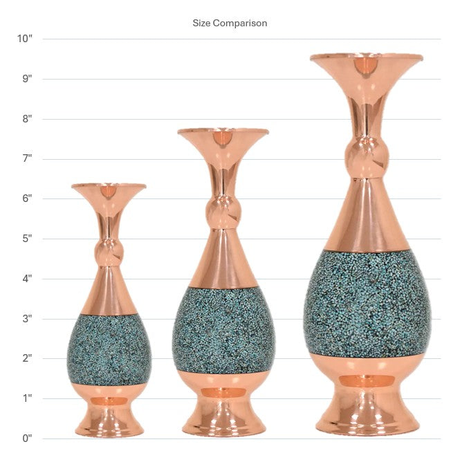 Handmade Persian Turquoise Inlaid (Firoozeh Koobi) Copper Vase – Unique Decorative Art for Home Decor, Gifts, or Collectibles