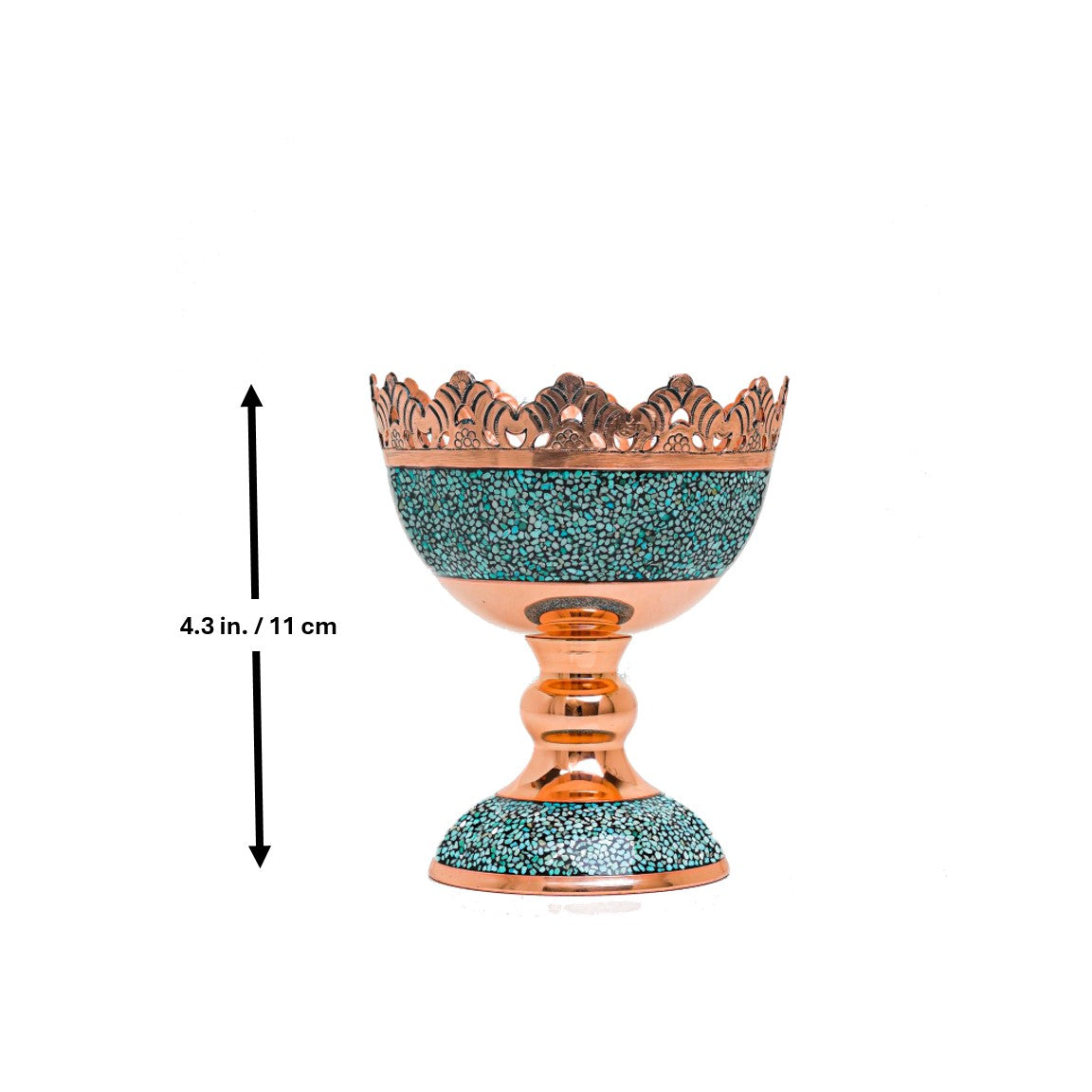 Handmade Persian Turquoise Inlaid Copper (Firoozeh Koobi) nut bowl. A handmade decorative centerpiece, perfect for gifts, nowruz haftseen or home décor.