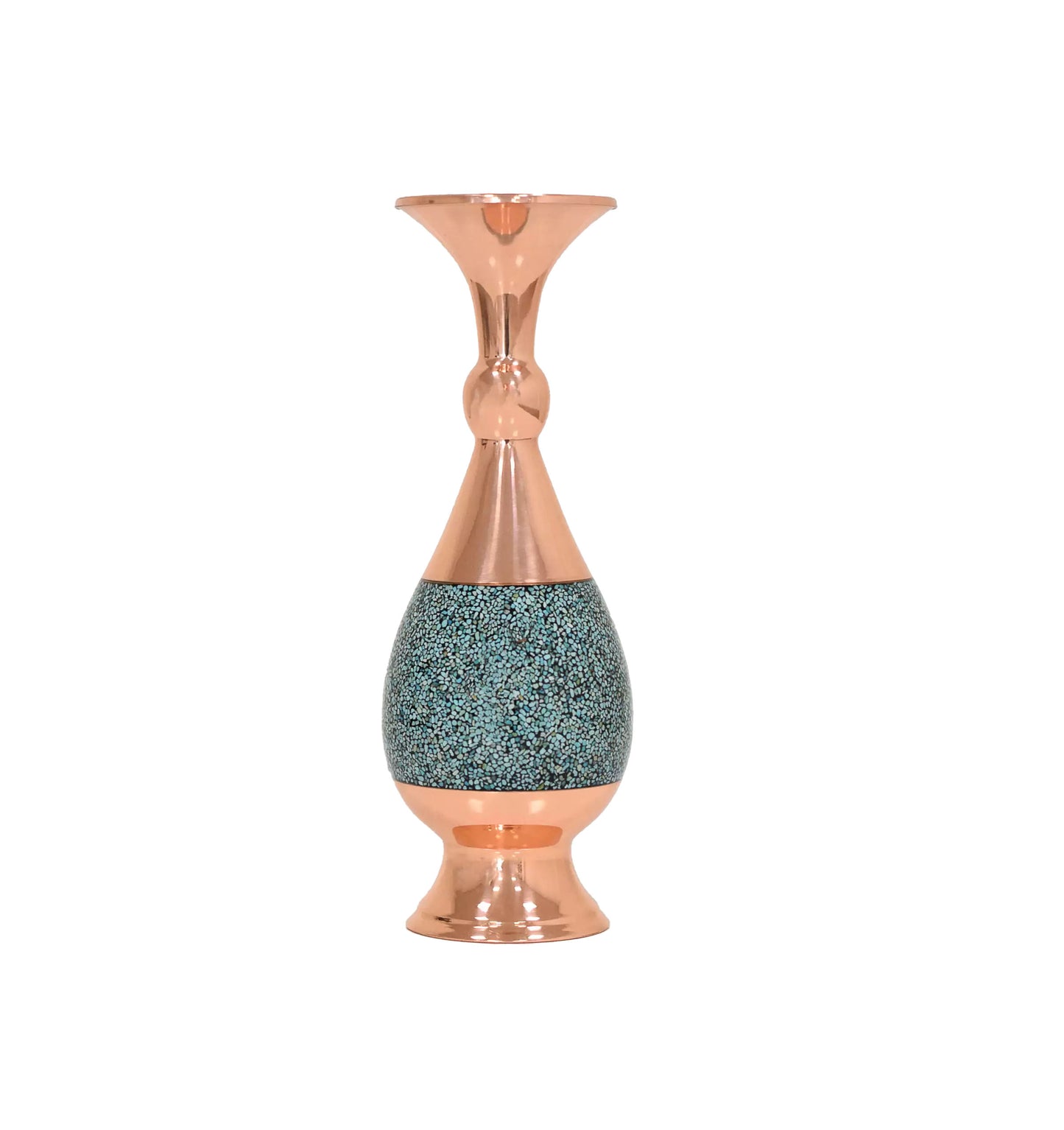 Handmade Persian Turquoise Inlaid (Firoozeh Koobi) Copper Vase – Unique Decorative Art for Home Decor, Gifts, or Collectibles