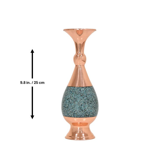 Handmade Persian Turquoise Inlaid (Firoozeh Koobi) Copper Vase – Unique Decorative Art for Home Decor, Gifts, or Collectibles