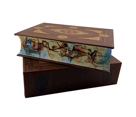 شاهنامه فردوسی - وزیری چرمی لبچاپ با قاب کشویی  - Shahnameh Ferdowsi