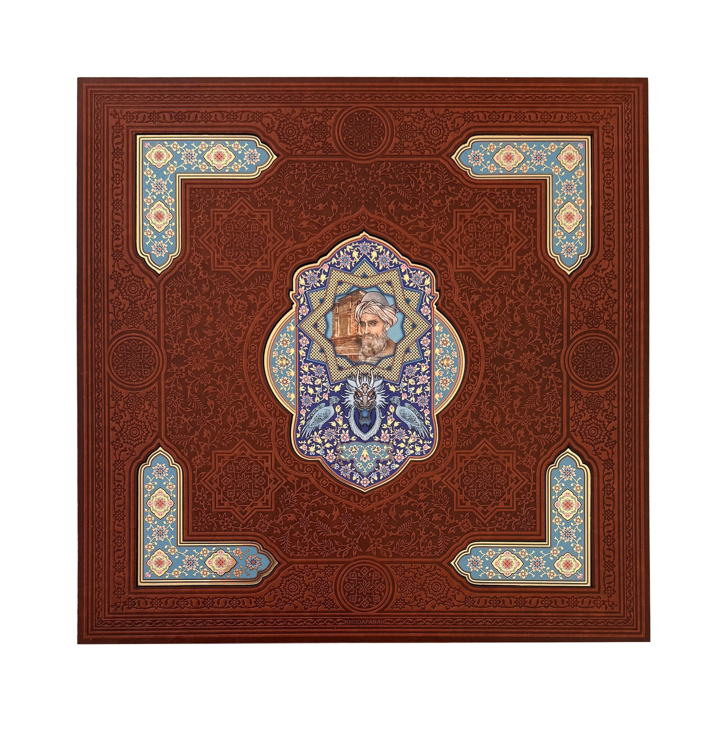 حافظ وزیری چرم با گلدان فیروزه - Hafez Gift Set