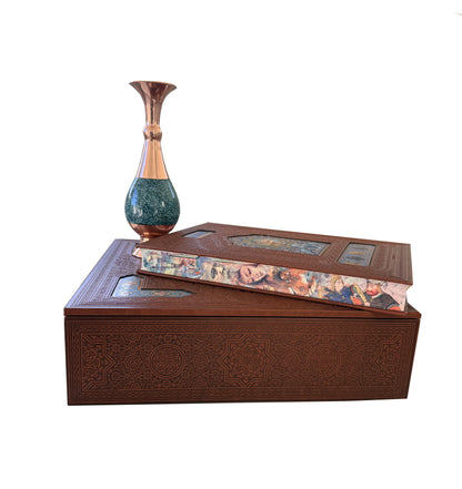حافظ وزیری چرم با گلدان فیروزه - Hafez Gift Set
