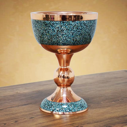 Handmade Persian Turquoise Inlaid Copper (Firoozeh Koobi) bowl. A handmade decorative centerpiece, perfect for gifts or home décor.