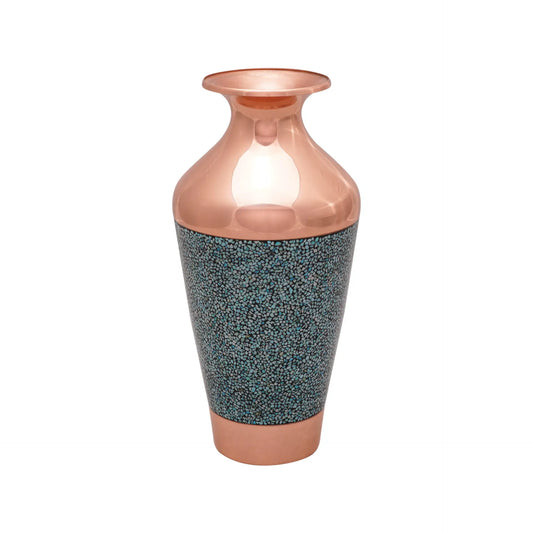 Handmade Persian Turquoise Inlaid Copper (Firoozeh Koobi) Seljuk Style vase. A unique decorative art piece, perfect for home décor, gifts, or collectibles.