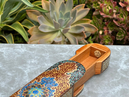 Handmade Persian Turquoise Inlaid Copper (Firoozeh Koobi) bowl gift box. A handmade decorative centerpiece, perfect for gifts or home décor.