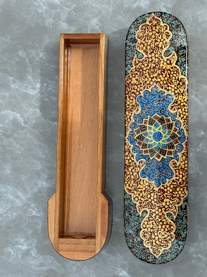 Handmade Persian Turquoise Inlaid Copper (Firoozeh Koobi) bowl gift box. A handmade decorative centerpiece, perfect for gifts or home décor.