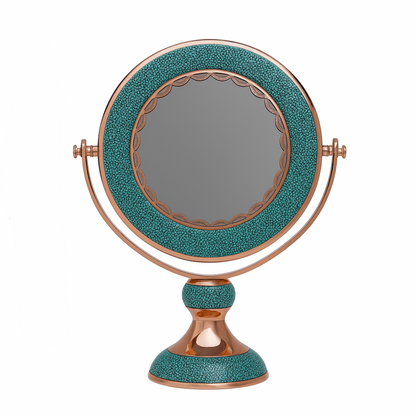 Turquoise Inlaid Copper (Firoozeh Koobi) Mirror | آینه فیروزه کوبی