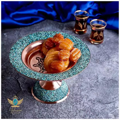 Turquoise Inlaying (FiroozehKoobi) Confectioner pedestal| شیرینی‌خوری فیروزه کوبی