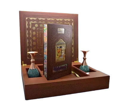 ست حافظ رحلی با دو گلدان فیروزه - Divan-e-Hafez (Royal Gift Set)