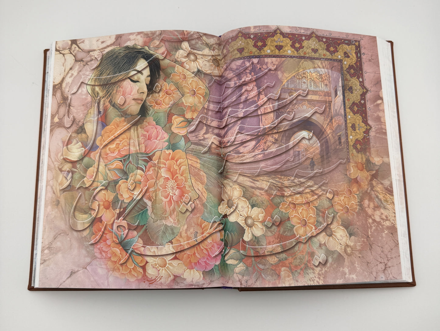 حافظ وزیری چرم با خودکار و روان نویس طرح هخامنشی - Hafez Gift Set