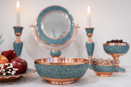 Handmade Persian turquoise inlay (Firoozeh Koobi) Haft-Seen (haftsin) Set . A unique decorative art piece, perfect for home décor, gifts, or collectibles.