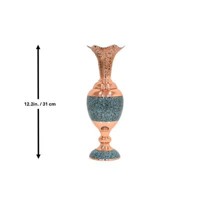 Turquoise Inlaid Copper (Firoozeh Koobi) Hyacinth vase | سنبلدان فیروزه کوبی