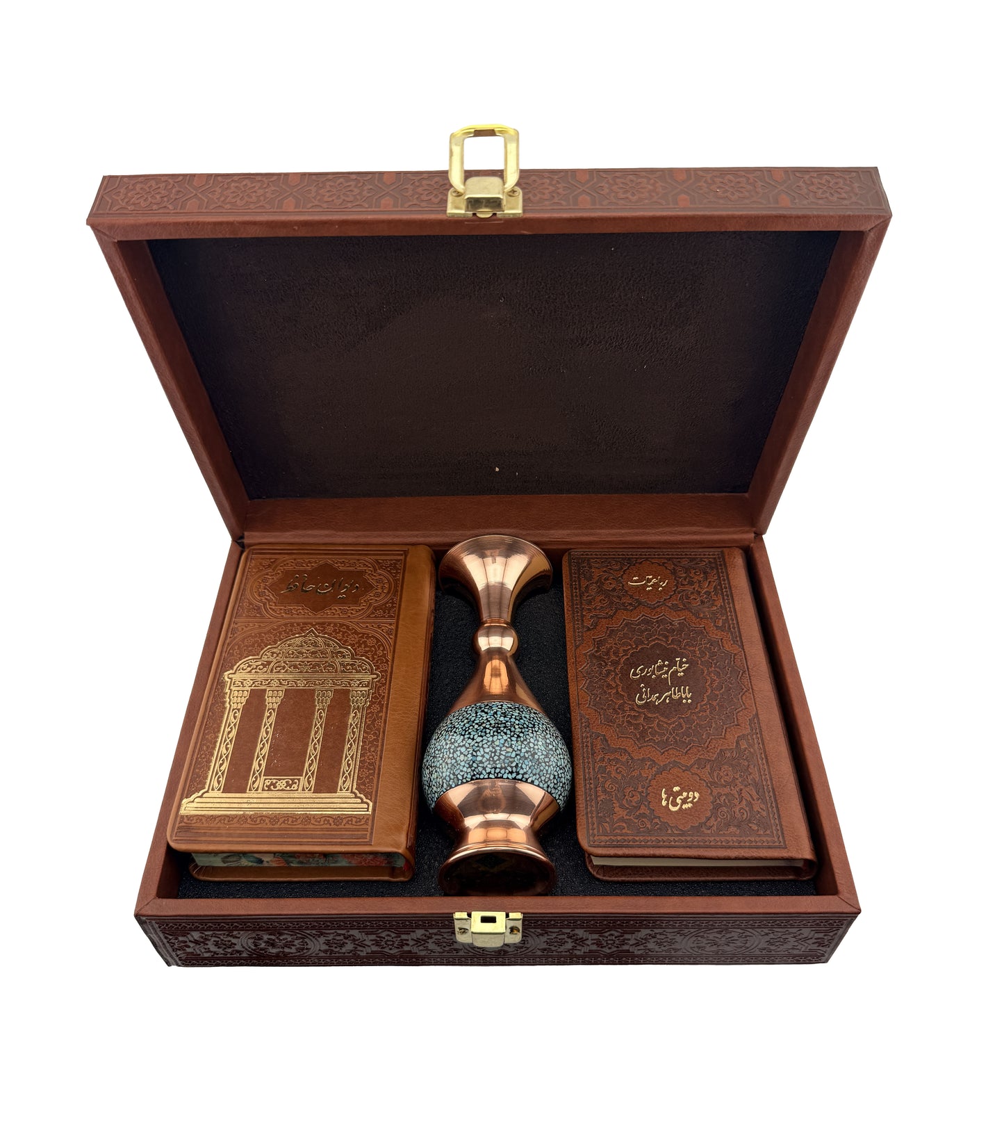 ست کتاب حافظ و خیام و باباطاهر با گلدان فیروزه - Hafez-Khayyam Gift Set