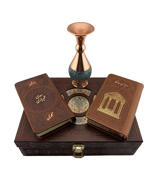 ست کتاب حافظ و سعدی با گلدان فیروزه - Hafez-Saadi Gift Set