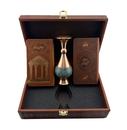 ست کتاب حافظ و سعدی با گلدان فیروزه - Hafez-Saadi Gift Set