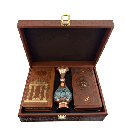 ست کتاب حافظ و سعدی با گلدان فیروزه - Hafez-Saadi Gift Set