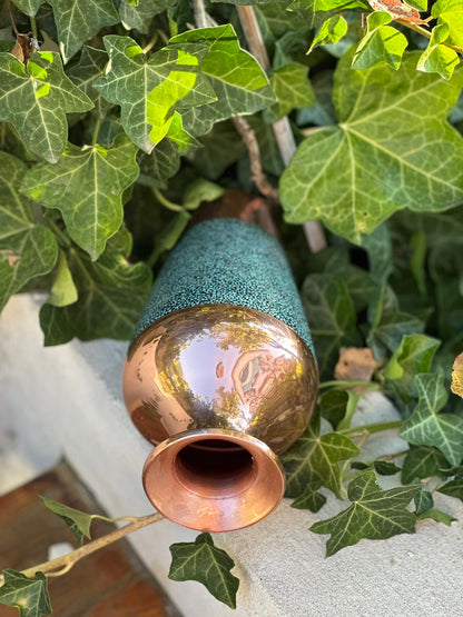 Handmade Persian Turquoise Inlaid Copper (Firoozeh Koobi) Seljuk Style vase. A unique decorative art piece, perfect for home décor, gifts, or collectibles.