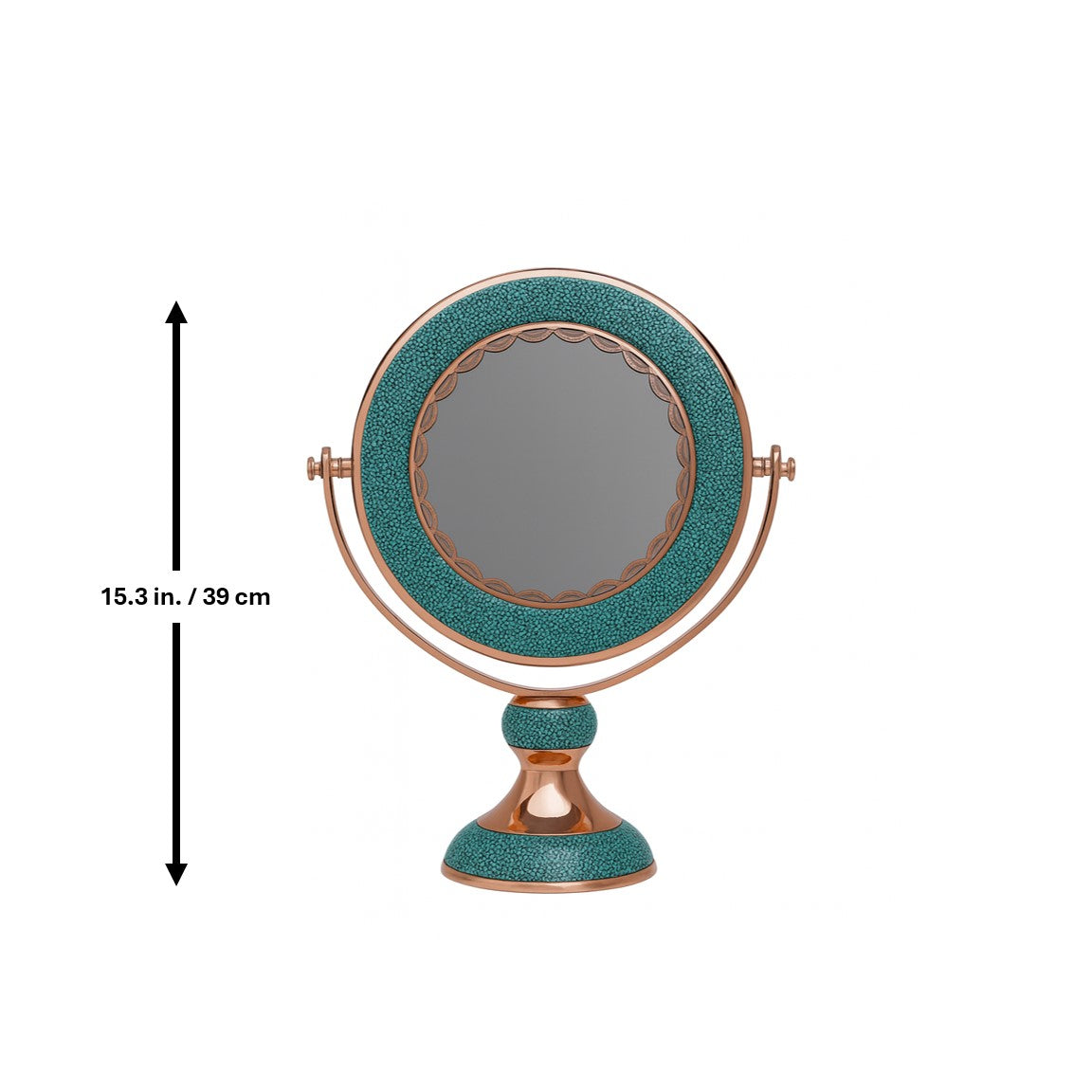 Turquoise Inlaid Copper (Firoozeh Koobi) Mirror | آینه فیروزه کوبی