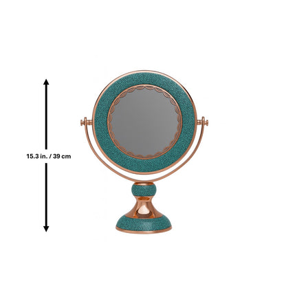 Turquoise Inlaid Copper (Firoozeh Koobi) Mirror | آینه فیروزه کوبی