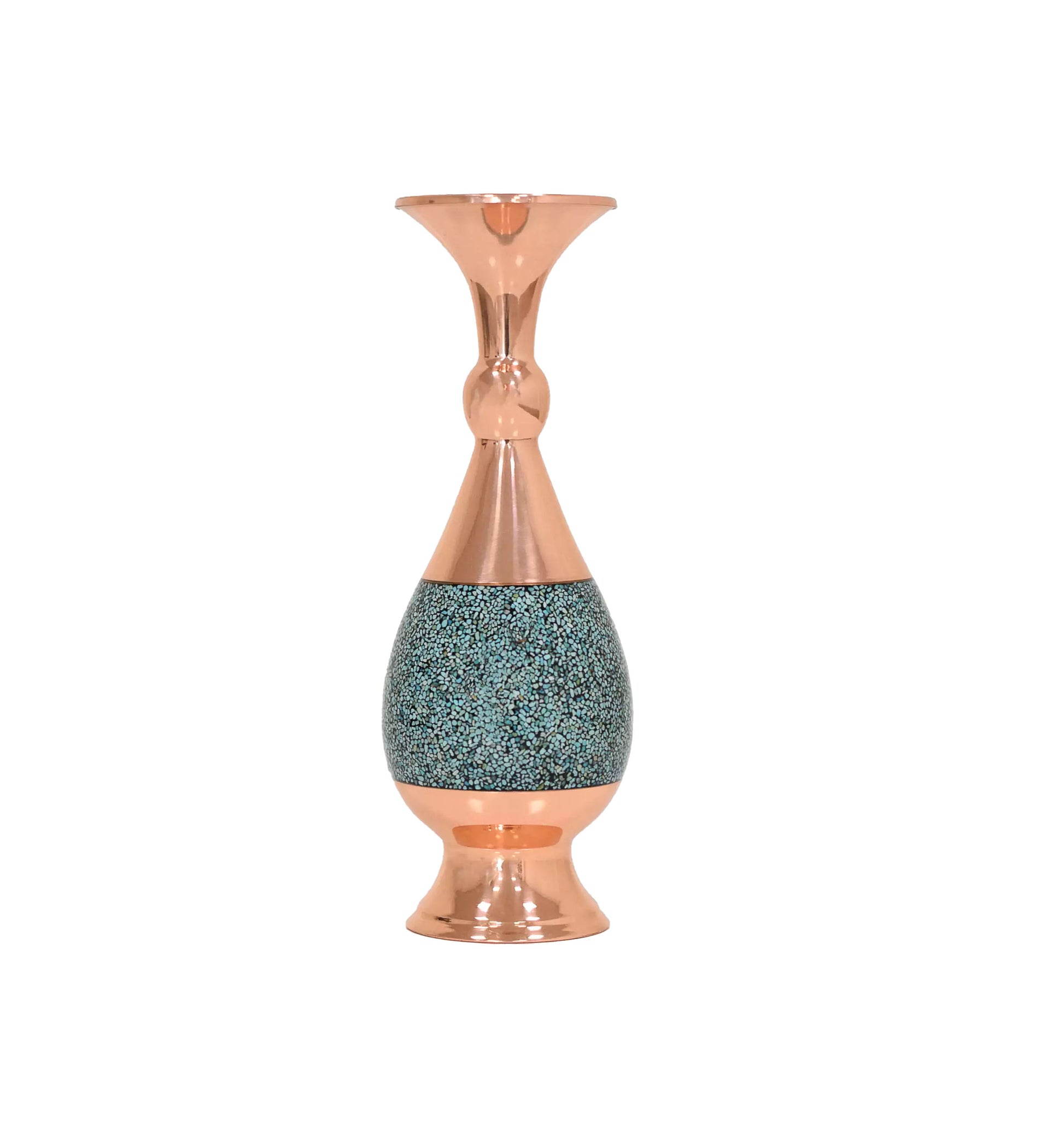 Handmade Persian Turquoise Inlaid (Firoozeh Koobi) Copper Vase – Unique Decorative Art for Home Decor, Gifts, or Collectibles