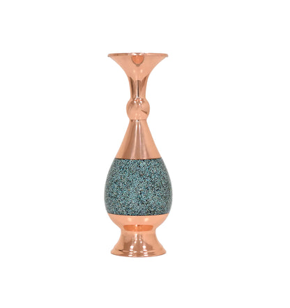 Handmade Persian Turquoise Inlaid (Firoozeh Koobi) Copper Vase – Unique Decorative Art for Home Decor, Gifts, or Collectibles