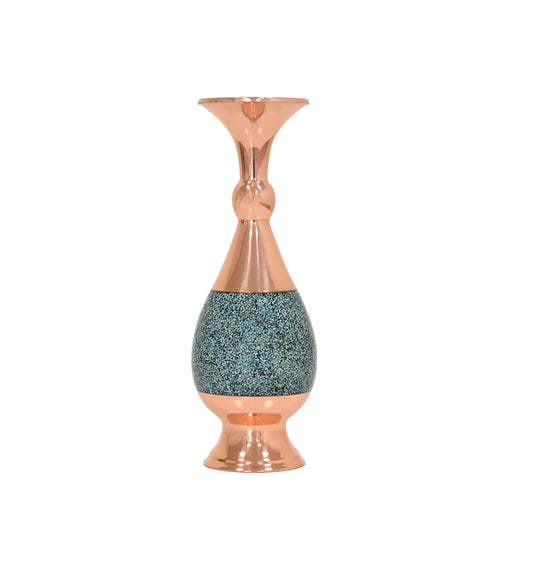 Handmade Persian Turquoise Inlaid (Firoozeh Koobi) Copper Vase – Unique Decorative Art for Home Decor, Gifts, or Collectibles