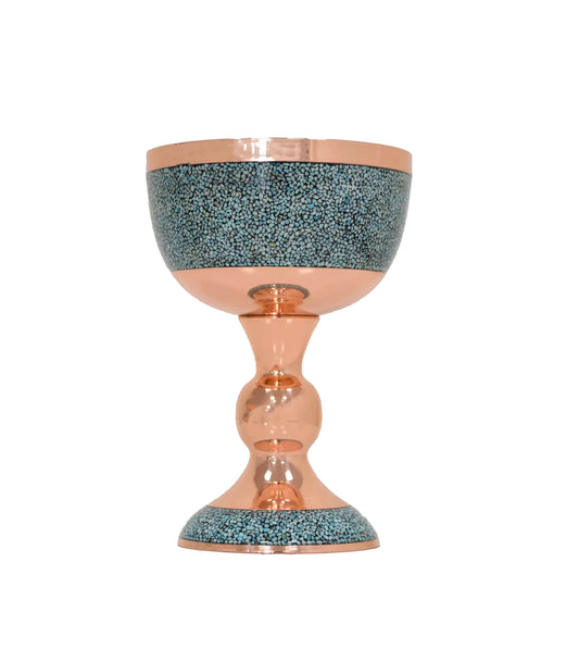 Handmade Persian Turquoise Inlaid Copper (Firoozeh Koobi) bowl. A handmade decorative centerpiece, perfect for gifts or home décor.