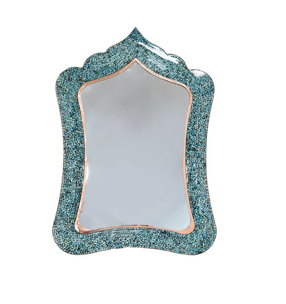Handmade Turquoise Inlaid Copper (Firoozeh Koobi) Mirror. A unique decorative art piece, perfect for home décor, gifts, or collectibles.